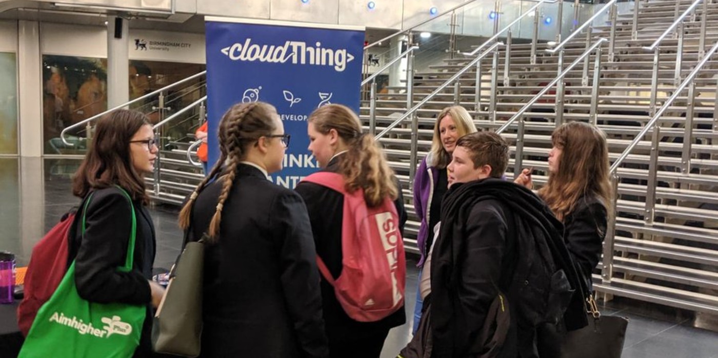 students around cloudThing stand
